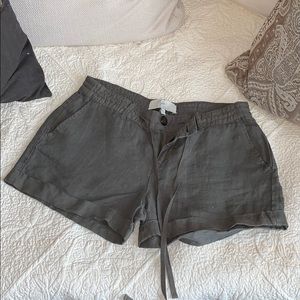 JOIE HUNTER GREEN LINEN SHORTS